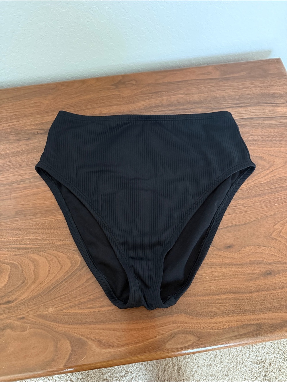 Shade & Shore Black Ribbed High Waist Bikini Bottoms
